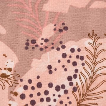 SCHÖNER LEBEN. Stoff French Terry Sommersweat Meterware Leaves Blätter nude rosa 1,45m, allergikergeeignet