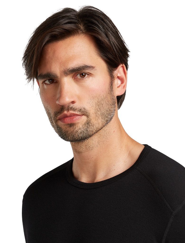 Icebreaker Langarmshirt Unterwäsche 260 Tech Crewe - Merinowolle, enganliegend - schwarz