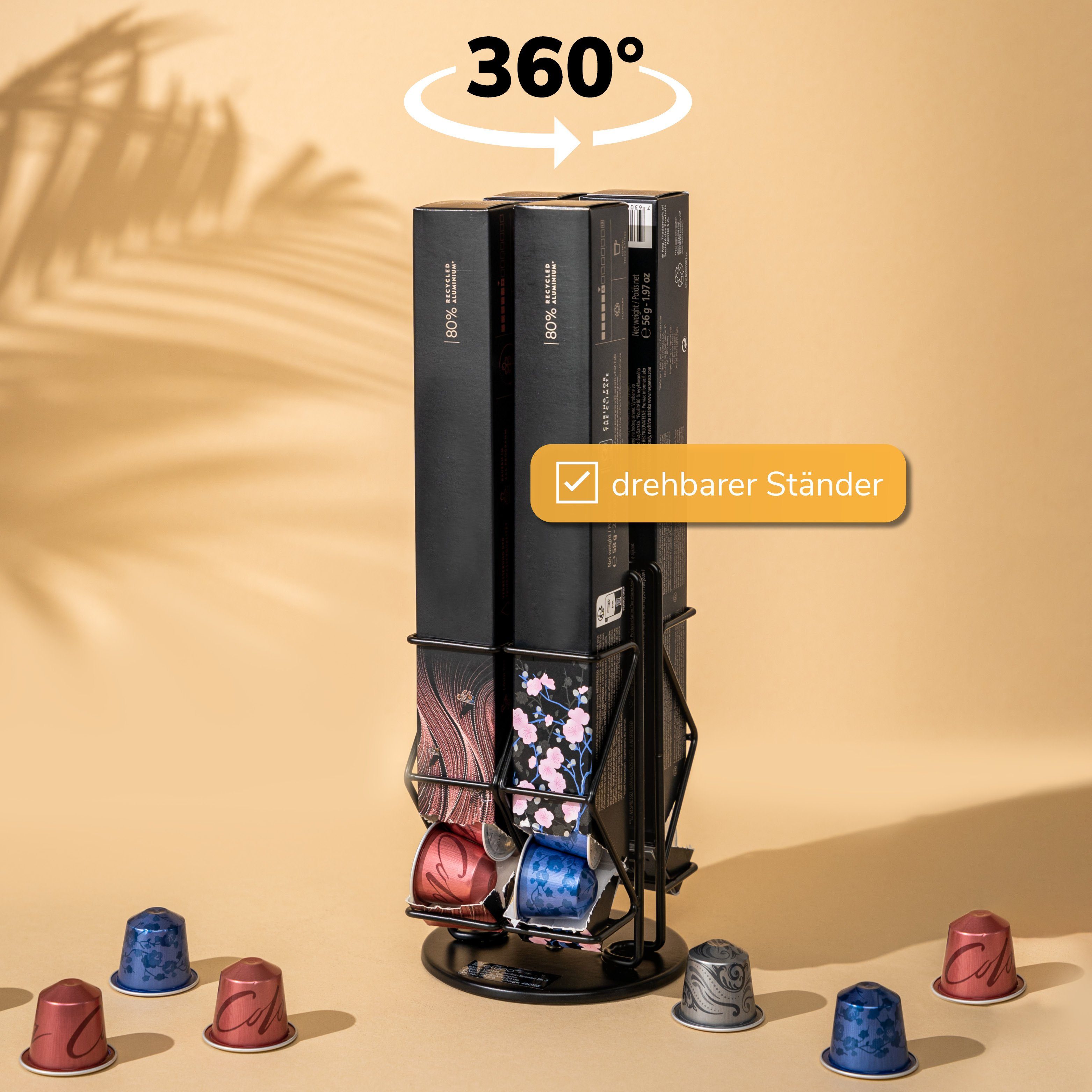 für schwarz Kapselspender "Nespresso"-Umkarton, eluno 360° drehbar,