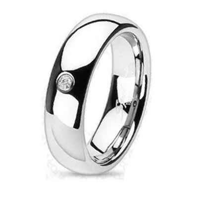 BUNGSA Fingerring Ring mit Kristall hochglanzpoliert Silber Titan Unisex (Ring, 1-tlg), Damen Herren