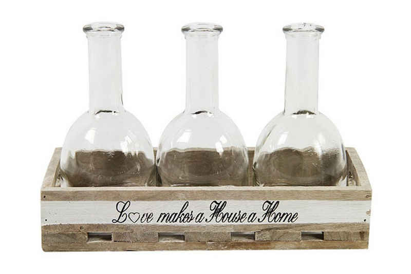 Countryfield Dekotablett Holztablett Bryony Love makes a House a Home mit drei Flaschen Holz (4 St), handgefertigt