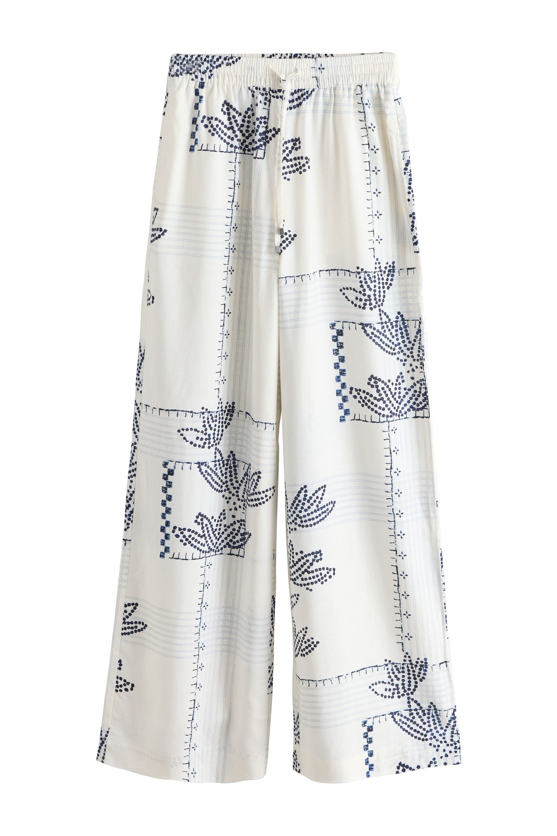 Palazzohose Schlupfhose mit weitem Bein und Leinenanteil