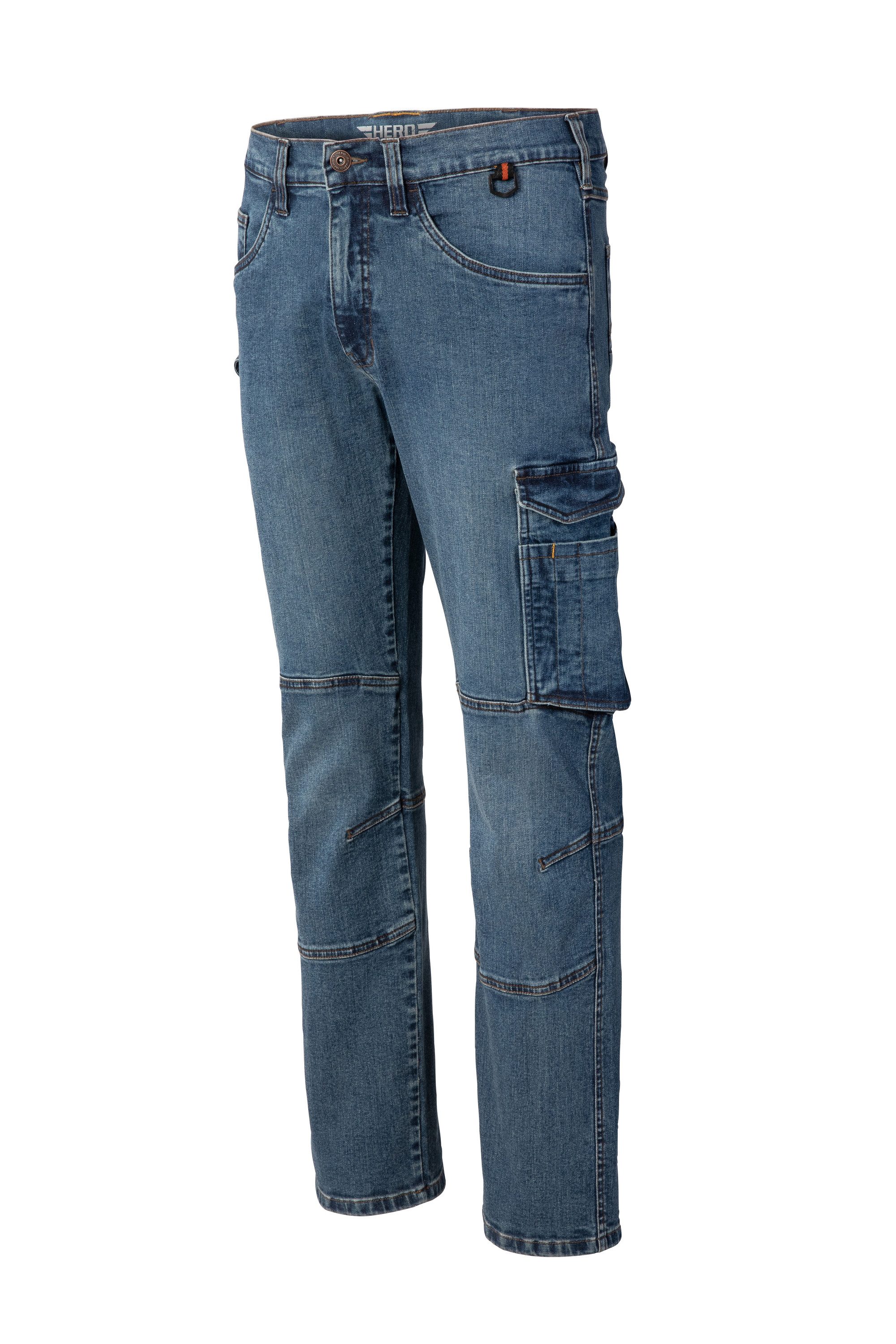 HERO by John Medoox Workerjeans CALGARY Denim Basic Workwear Arbeits-Cargojeans Arbeits-Cargojeans Denim / Jeansfür Herren