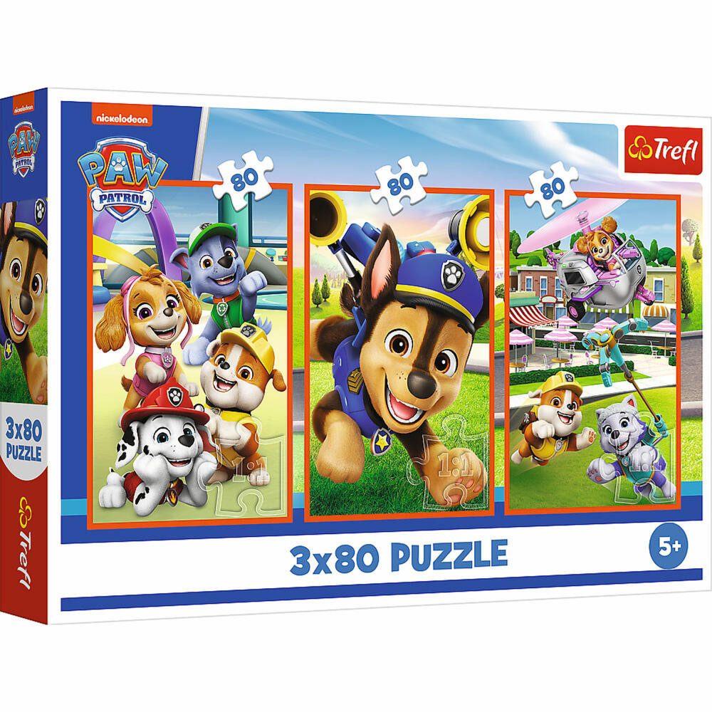 Trefl Puzzle Paw Patrol, 3 x 80 Teile, 80 Puzzleteile