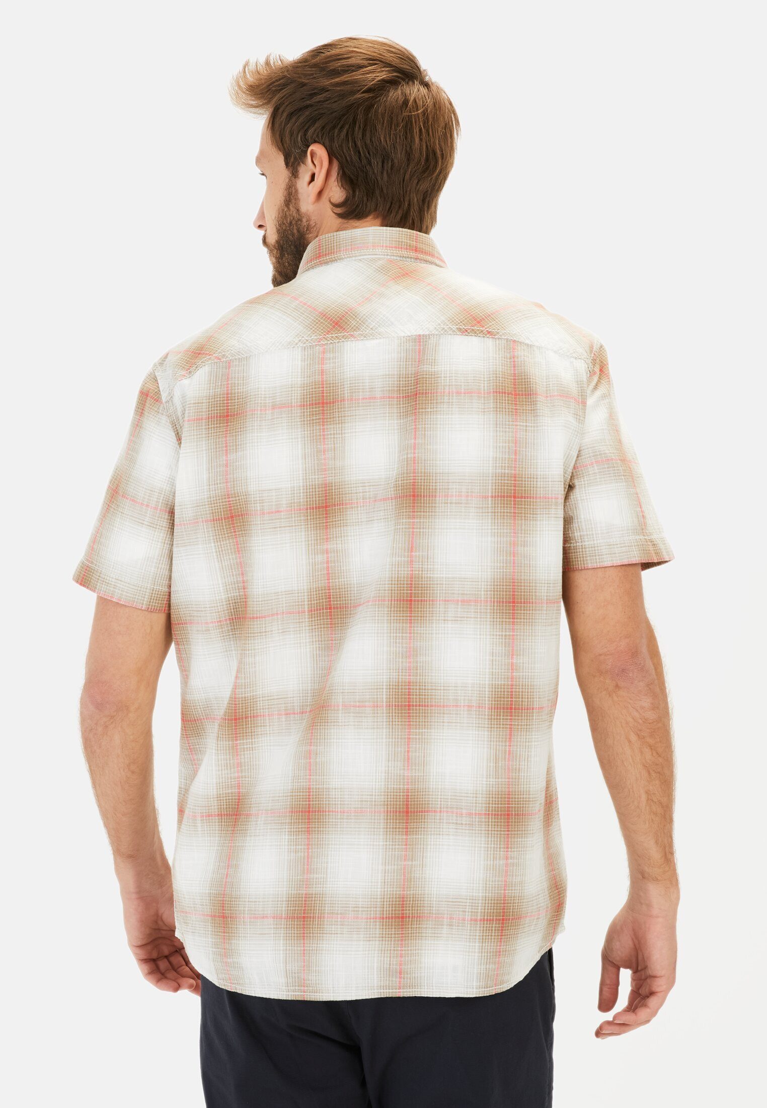 camel active Kurzarmhemd aus reiner Baumwolle Kurzarm Button-Down