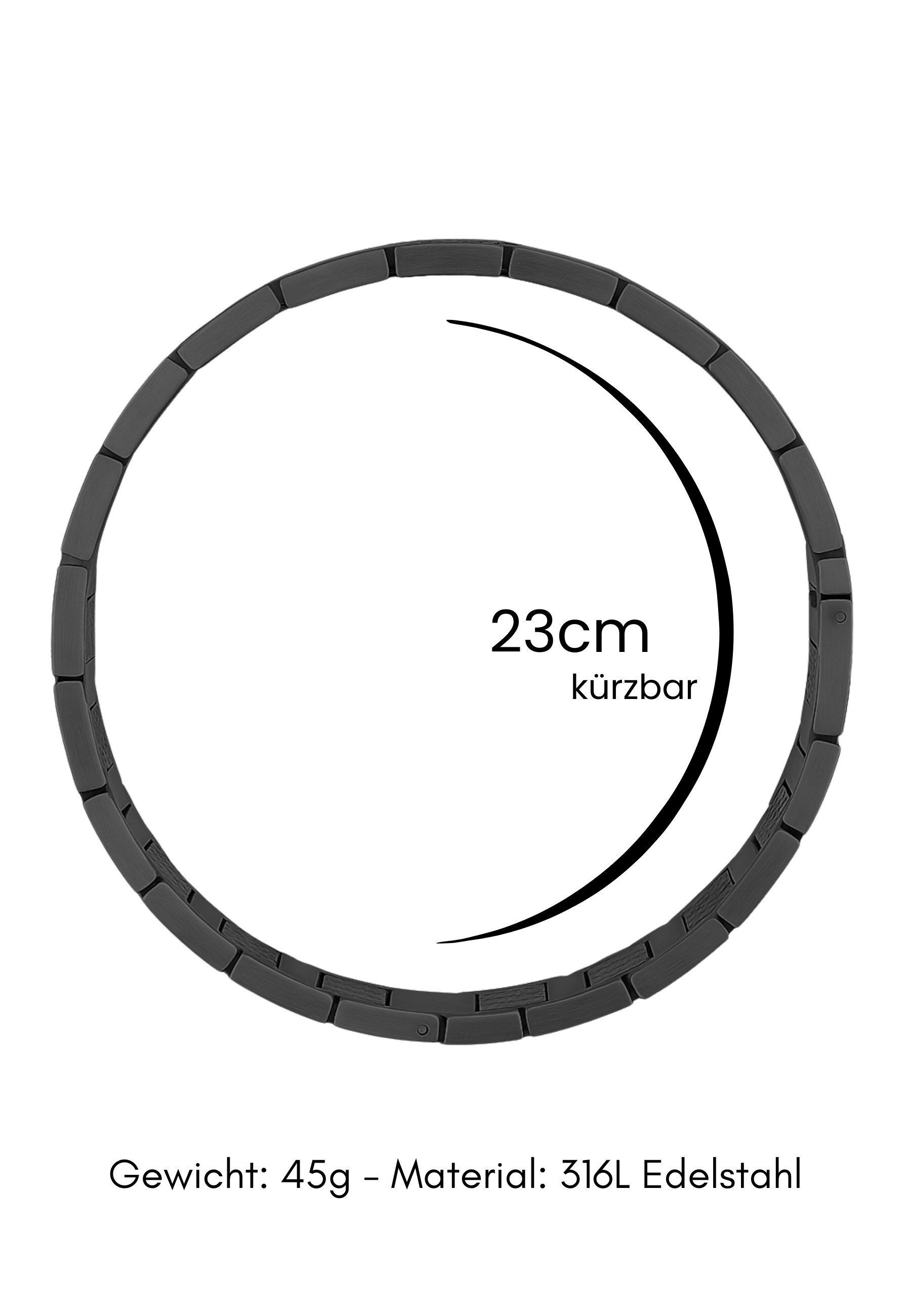 S&T Design Edelstahlarmband Herren Edelstahl Armband Schwarz Silber (Solides 316L Edelstahl, Metall), Knebelverschluss Armband für Herren Junge Geschenk für Mann Sohn Kind