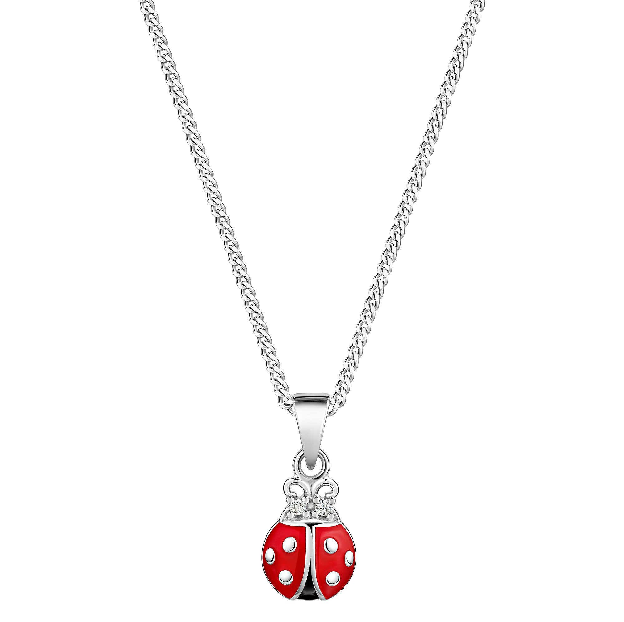 Firetti Kette mit Anhänger Geschenk Silber 925 Halsschmuck Halskette Panzerkette Marienkäfer, mit Zirkonia (synth)