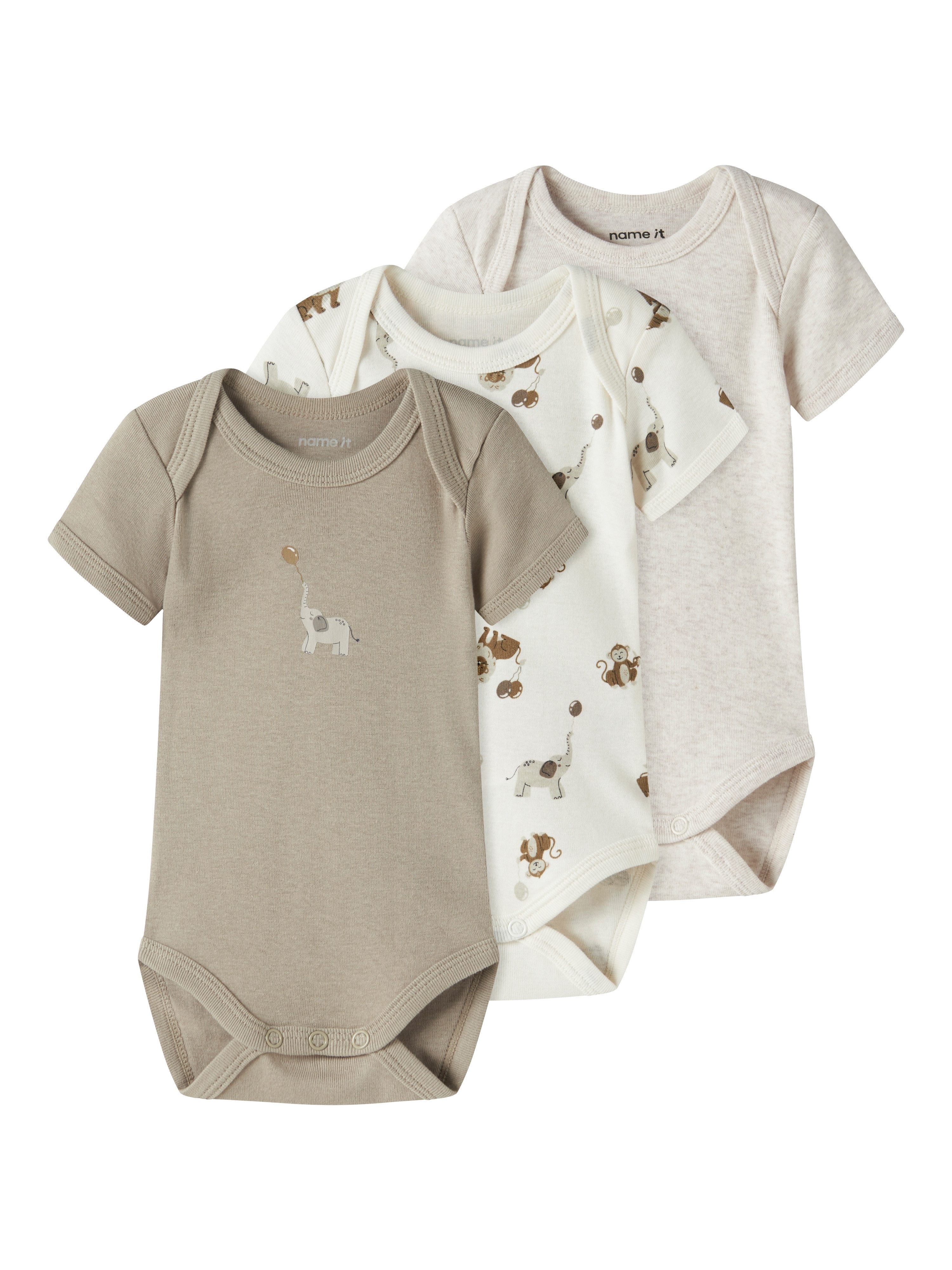 Name It Kurzarmbody NBNBODY 3P SS ANIMAL NOOS (Packung, 3-tlg)