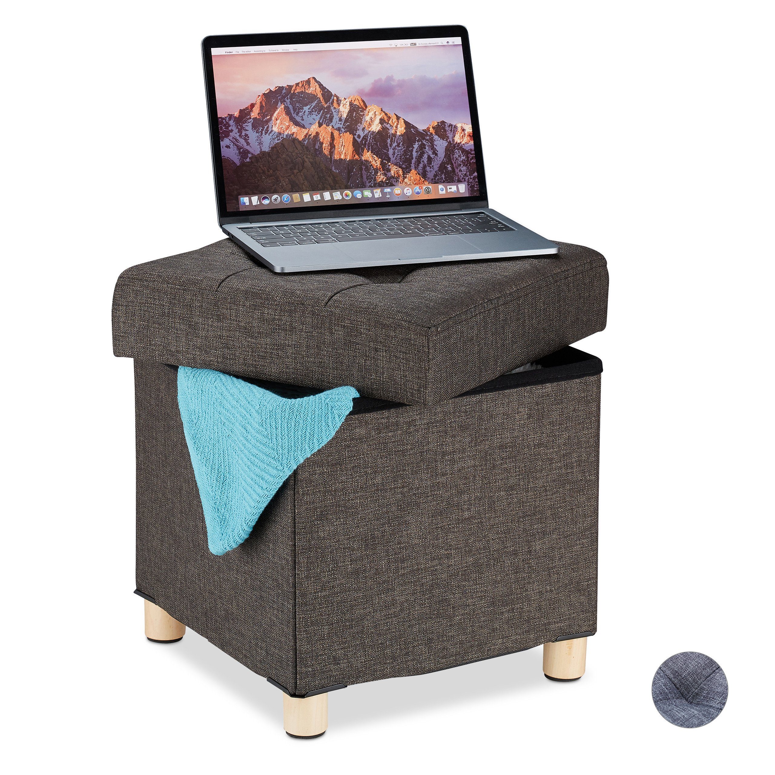 relaxdays Sitzhocker Sitzhocker mit Stauraum, Braun