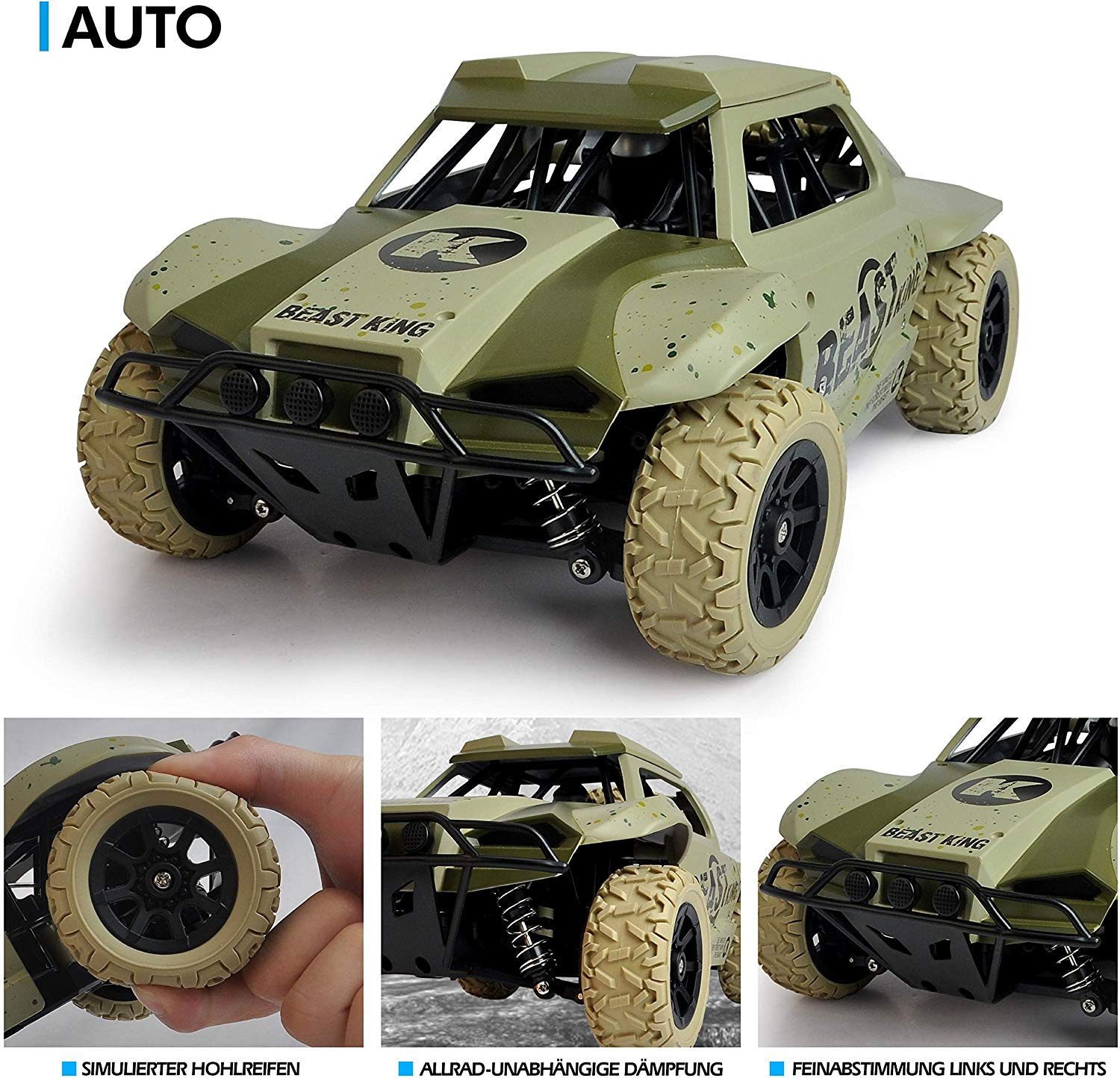 FunTomia Spielzeug-Auto Ferngesteuertes RC Auto – Wüstenbuggy für Kinder ab 8 Jahren