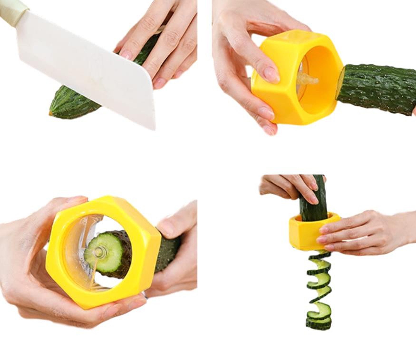 BAYLI Pizzaschneider Gurkenreibe Spiralschneider manuell – Gemüseschneider für Gurken