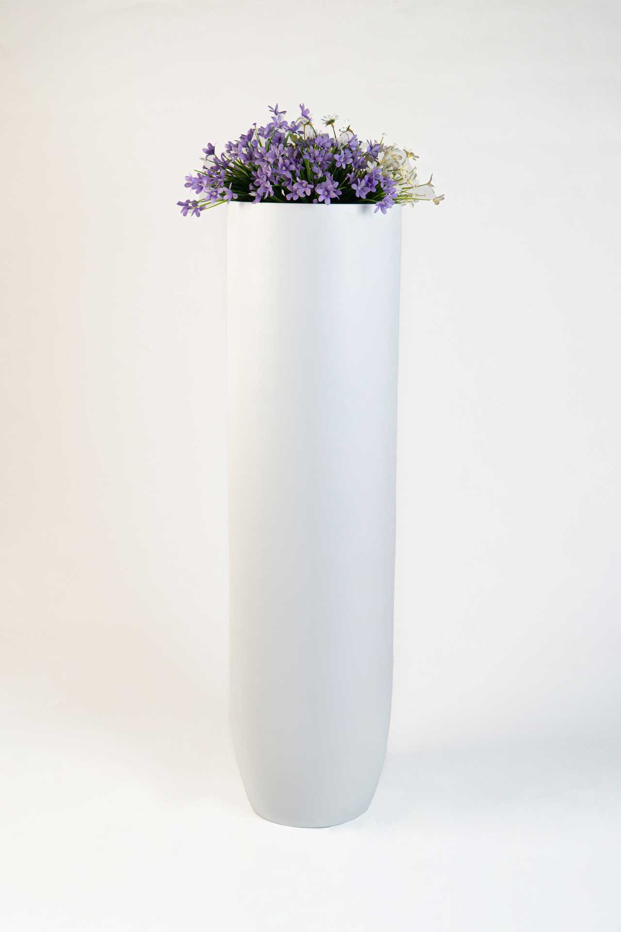 VIVANNO Bodenvase Fiberglas SOLERIO Rund - Weiß Matt (1 St), 33x120 cm