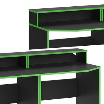Vicco Computertisch Computermöbelset Computerecktisch KRON Schwarz/Grün Set 4