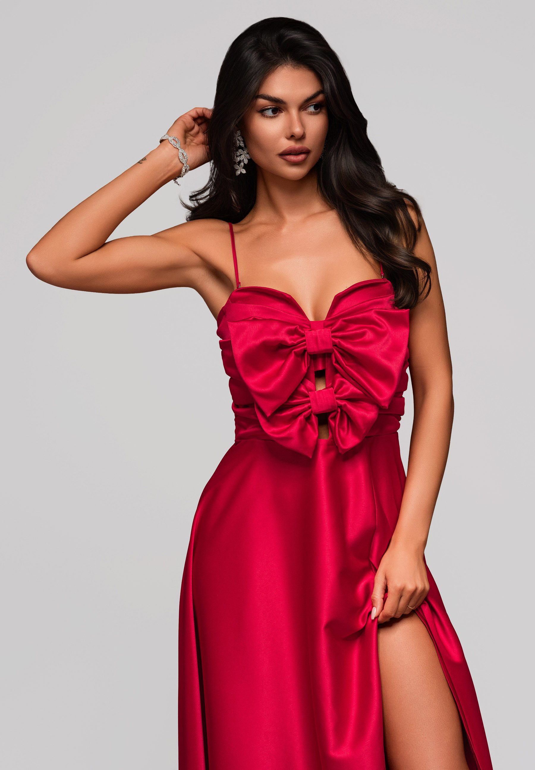 OMBRE Abendkleid Satinkleid mit XXL-Schleife und günstig online kaufen
