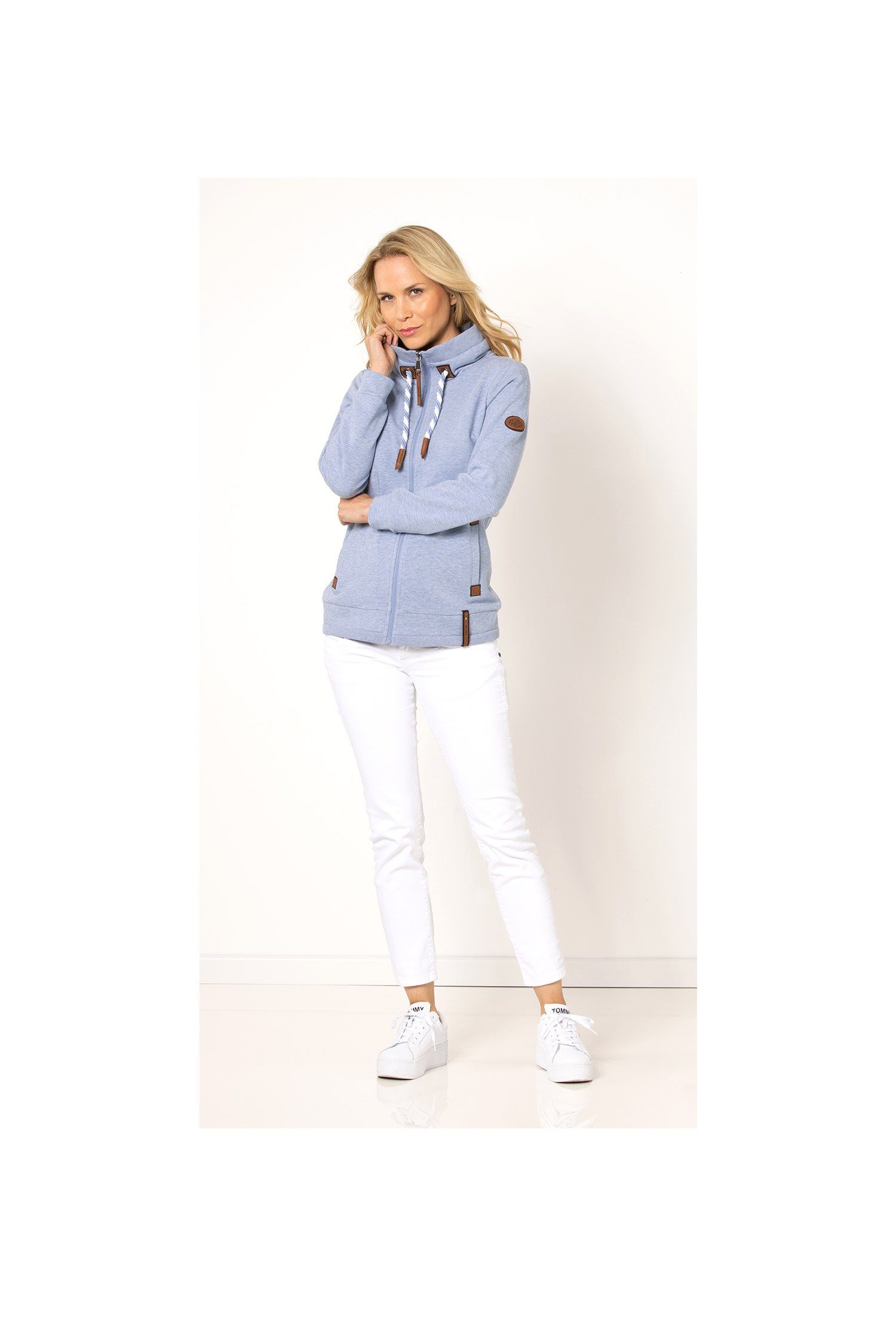 Stehkragen Sweatjacke 458 melange Sweatjacke SER jeans W9900300S Größen auch großen in