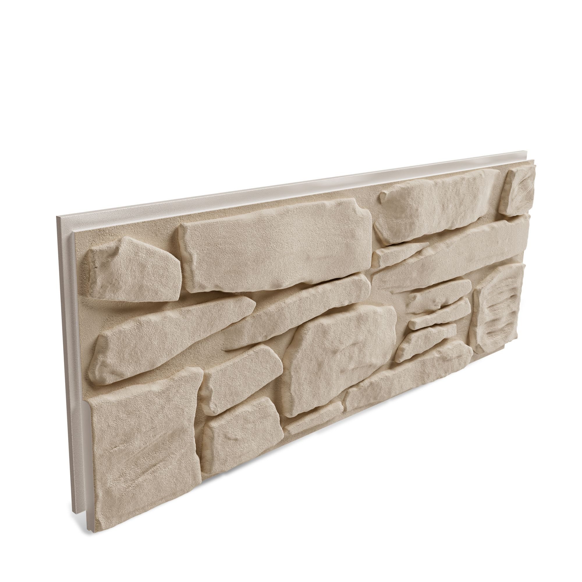 Hexim Wanddekoobjekt FP110 (Fassadenpaneele 1 Stück 121x50cm EPS Styropor Acrylbeschichtung Steinoptik Weiß - 3D Fassadenverkleidungen Innen- & Außenbereich UV-beständig für Außenmauern (0,57m² FP110)