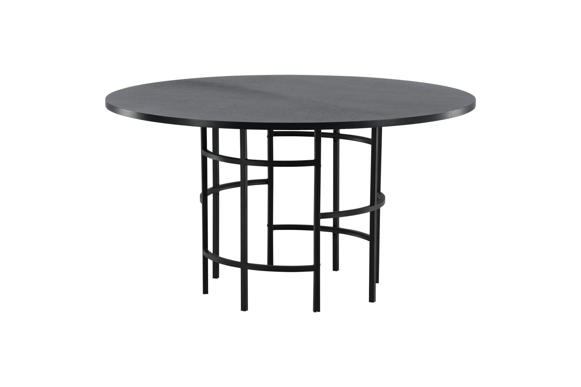 Venture Home Esstisch Copenhagen, runder Esstisch in elegantem Schwarz, Ø 140 cm, Esszimmertisch, MDF, Holzfurnier-Optik, Metallgestell, rund, modern
