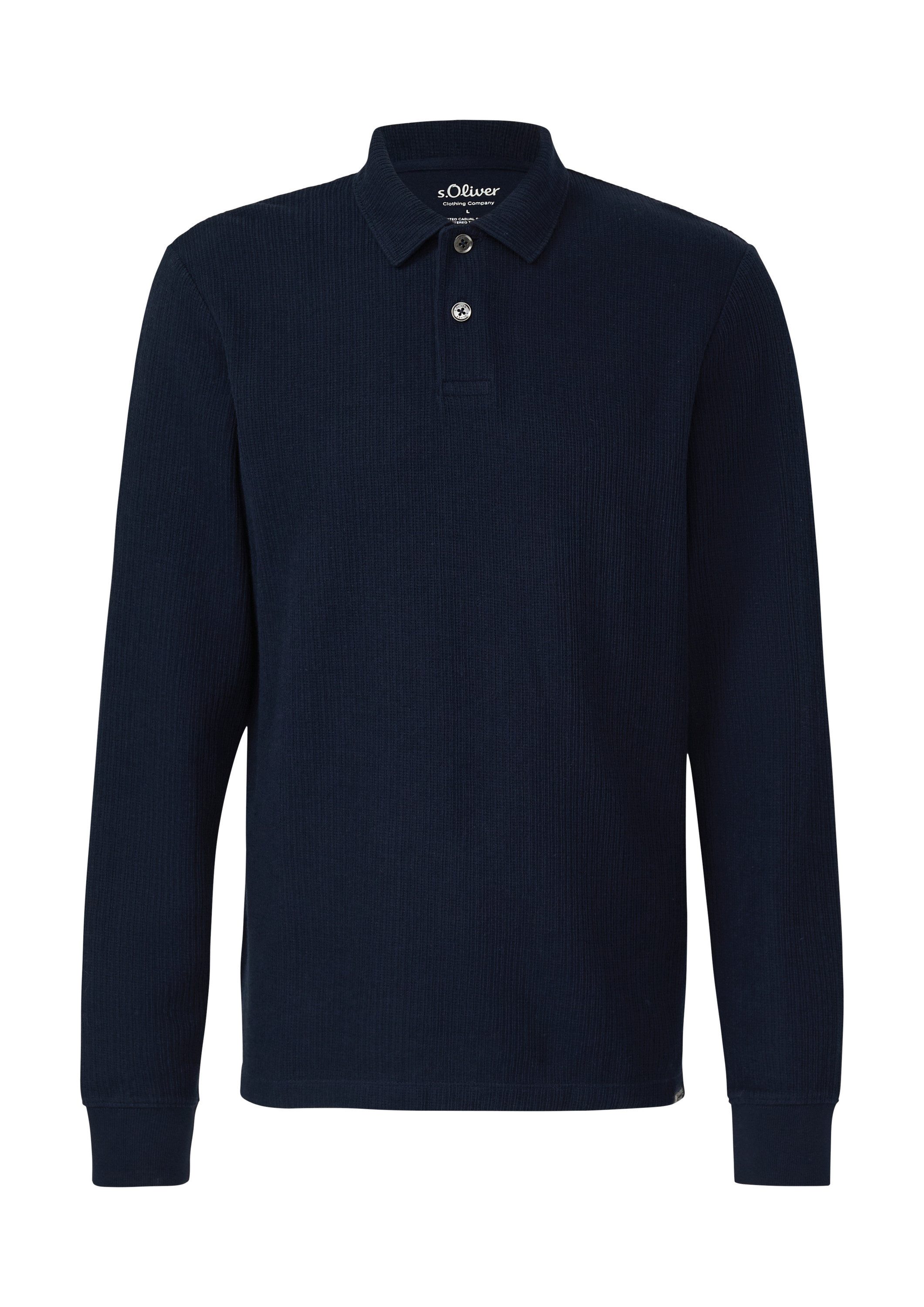 s.Oliver Langarmshirt Polo-Shirt Strukturiertes Baumwoll-Poloshirt günstig online kaufen