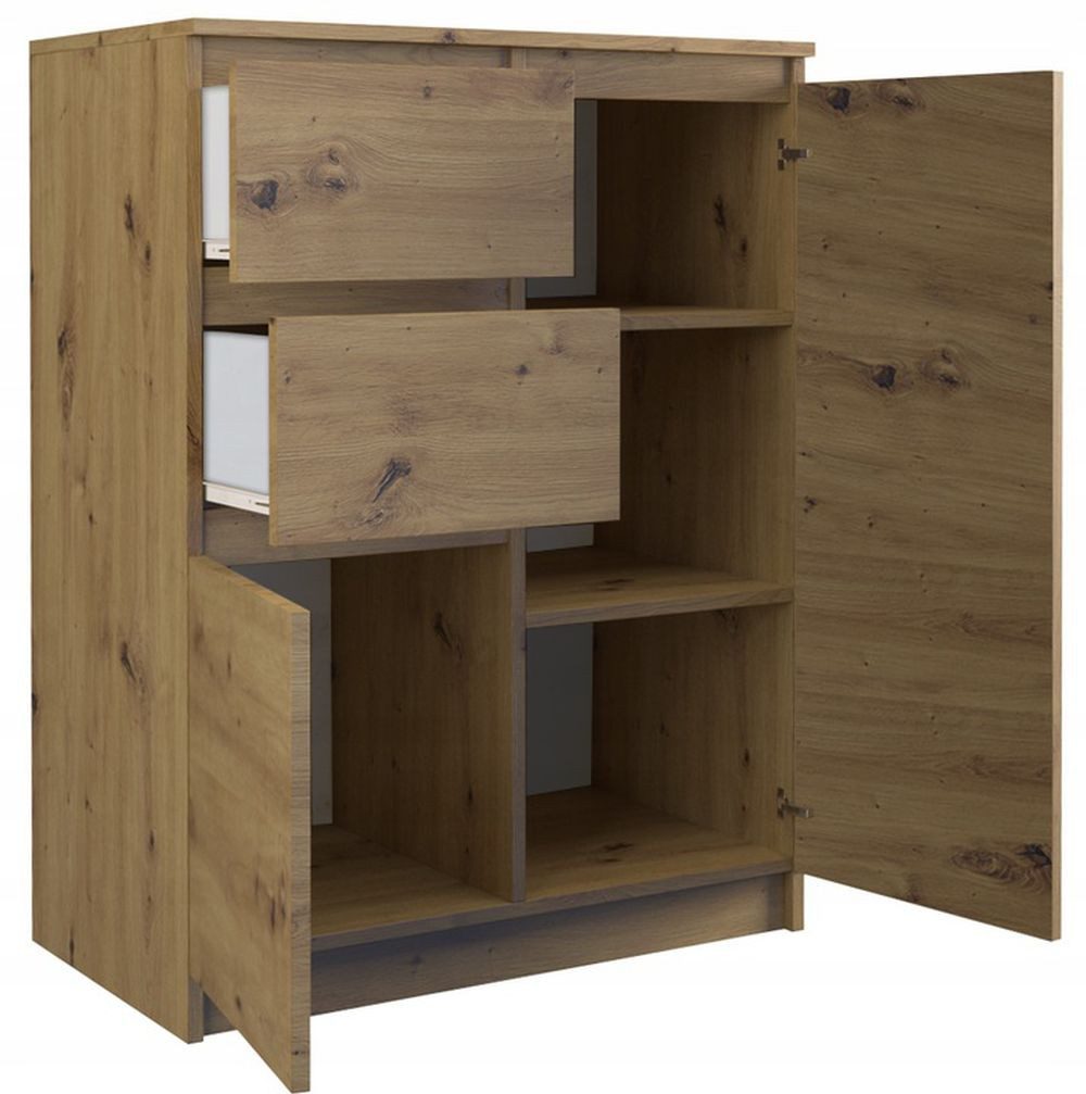 Raumhirsch Furniture Kommode Sideboard 70 cm breit (Maße 40 x 70 x 97 cm mit 2 Türen, 2 Schubladen), verschiedene Farben – Bild 2 von 3