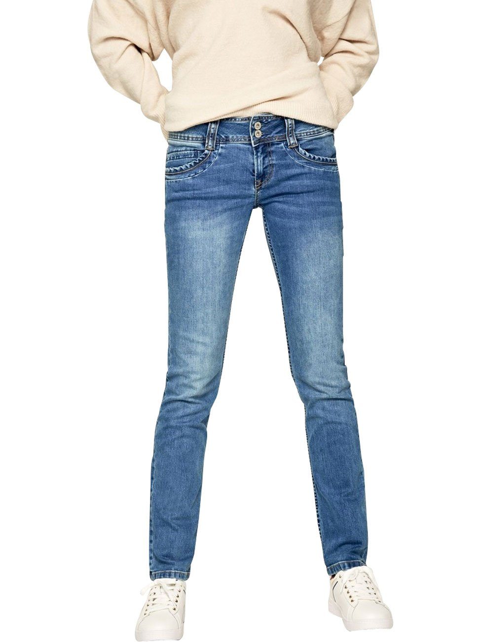 Jeans Straight-Jeans Jeanshose Stretch mit GEN Pepe