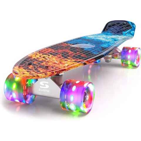 SUOTU Skateboard 22-Zoll Komplettes Mini Cruiser Kinderskateboard Skateboard (mit bunten LED-Leuchträdern, Kinderskateboard, für Kids und Teens), Kinder Skateboard ab 6 Jahre