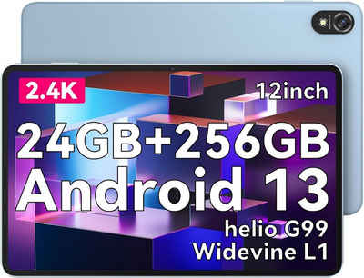 blackview Tab18 Top Gaming,24GB RAM (1TB TF), 2.4K Display, Helio G99 Octa-Core Tablet (12", 256 GB, andriod 13, 4G LTE, mit 8800mAh 33W16MP+8MP Dual SIM Tablet PC 5G WiFi/GMS/GPS/Widevine L1)