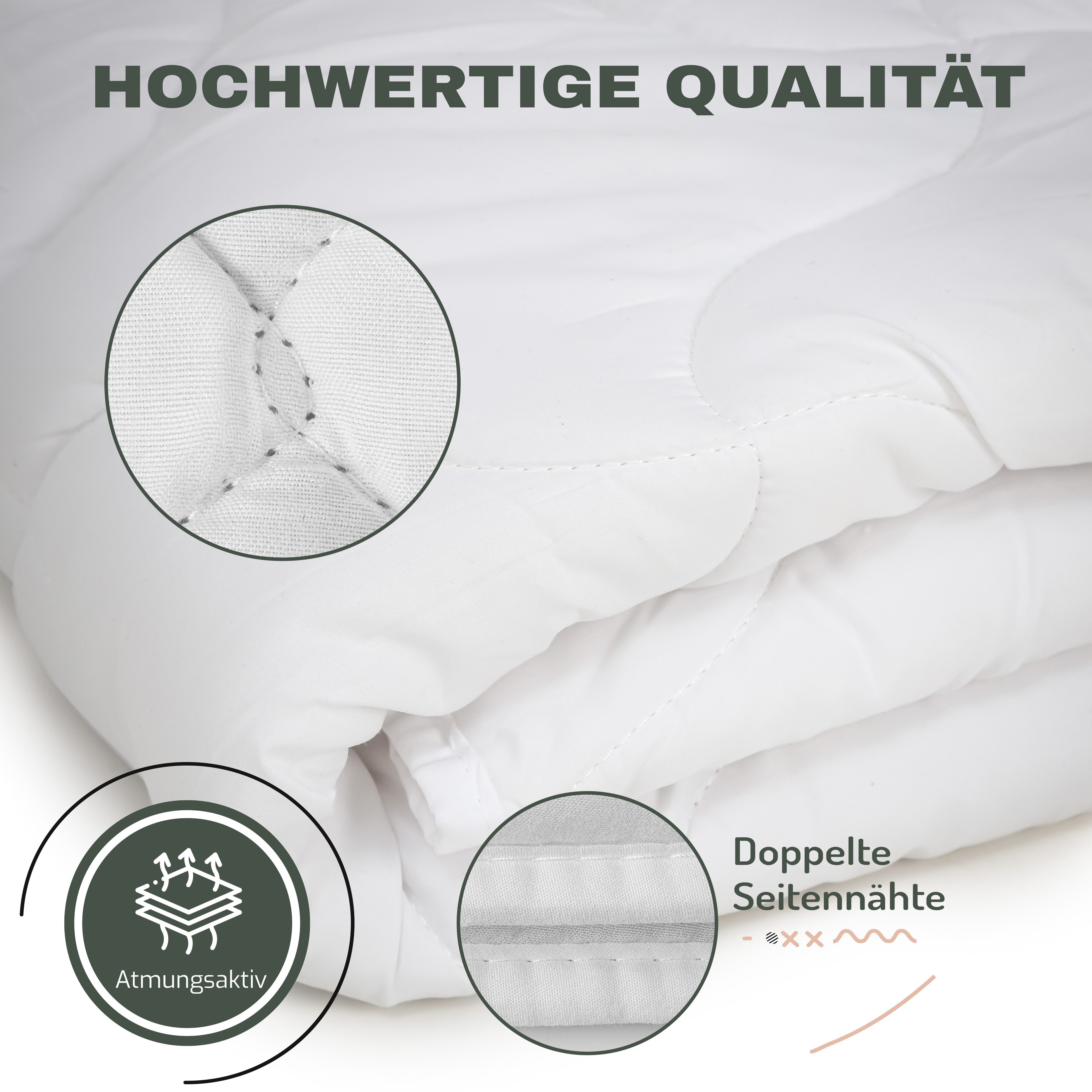 livessa Bettdecke + Kopfkissen Ideal für Ganzjahreszeiten mit 300 g/m² Füllung, Füllung: Hohlfaser, Bezug: Mikrofaser, Bettwaren SET weich und atmungsaktiv