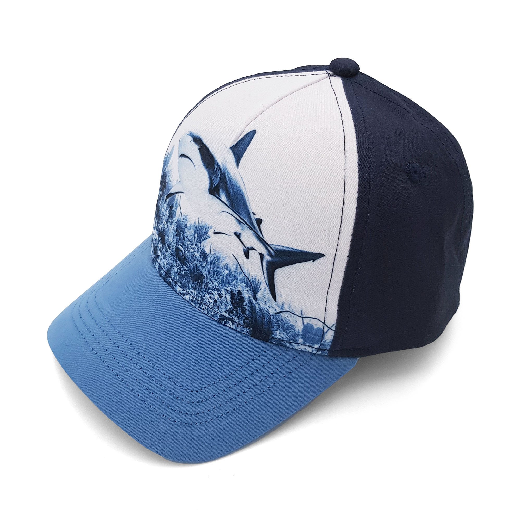 MAXIMO Baseball Cap (1-St) Navy, Hai-Motiv, Klettverschluss, Basecap, Jungen