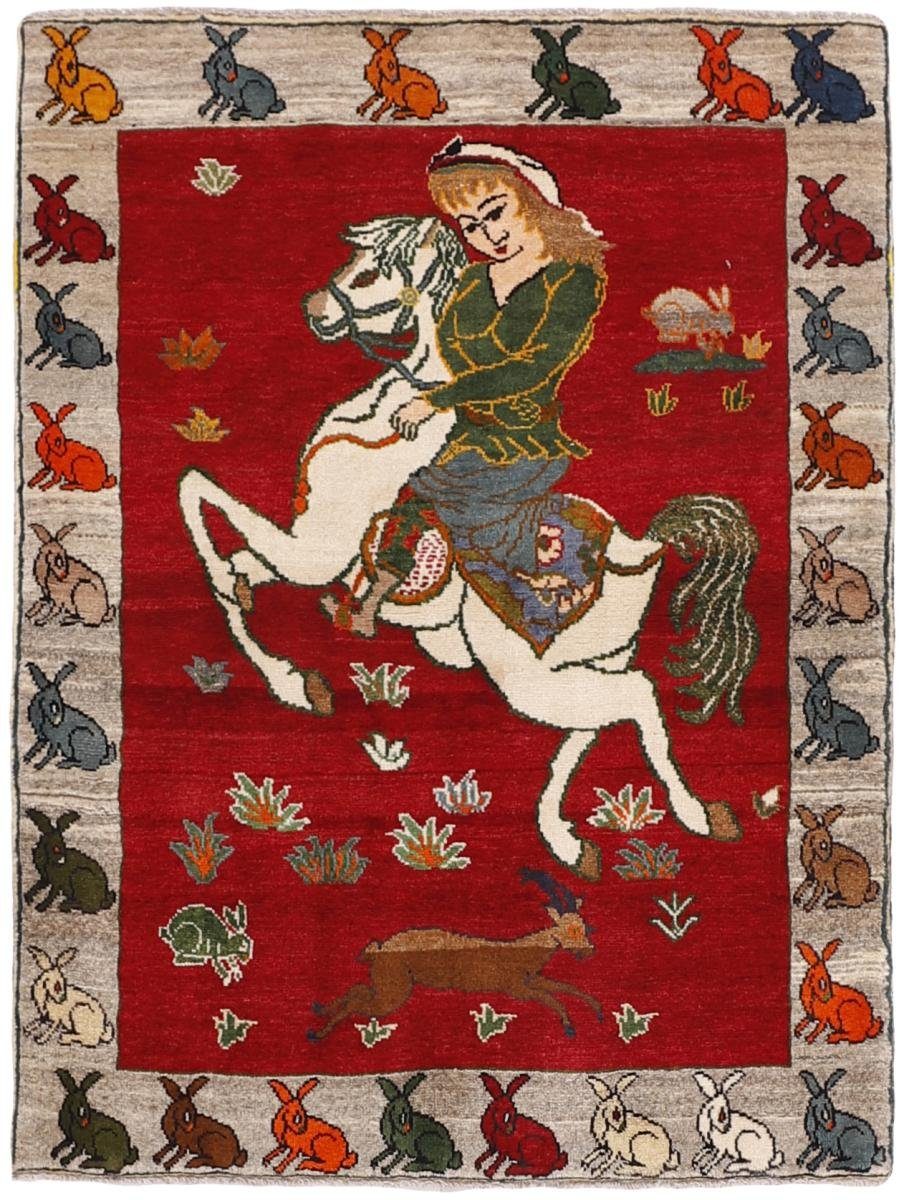 Orientteppich Ghashghai Figural 111x149 Handgeknüpfter Orientteppich, Nain Trading, rechteckig, Höhe: 12 mm | Kurzflor-Teppiche