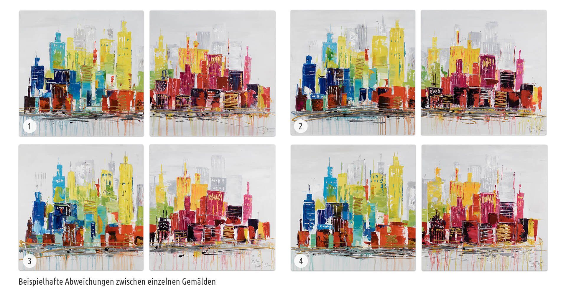 KUNSTLOFT Gemälde City of Lights 120x60 cm, Leinwandbild 100% HANDGEMALT Wandbild Wohnzimmer