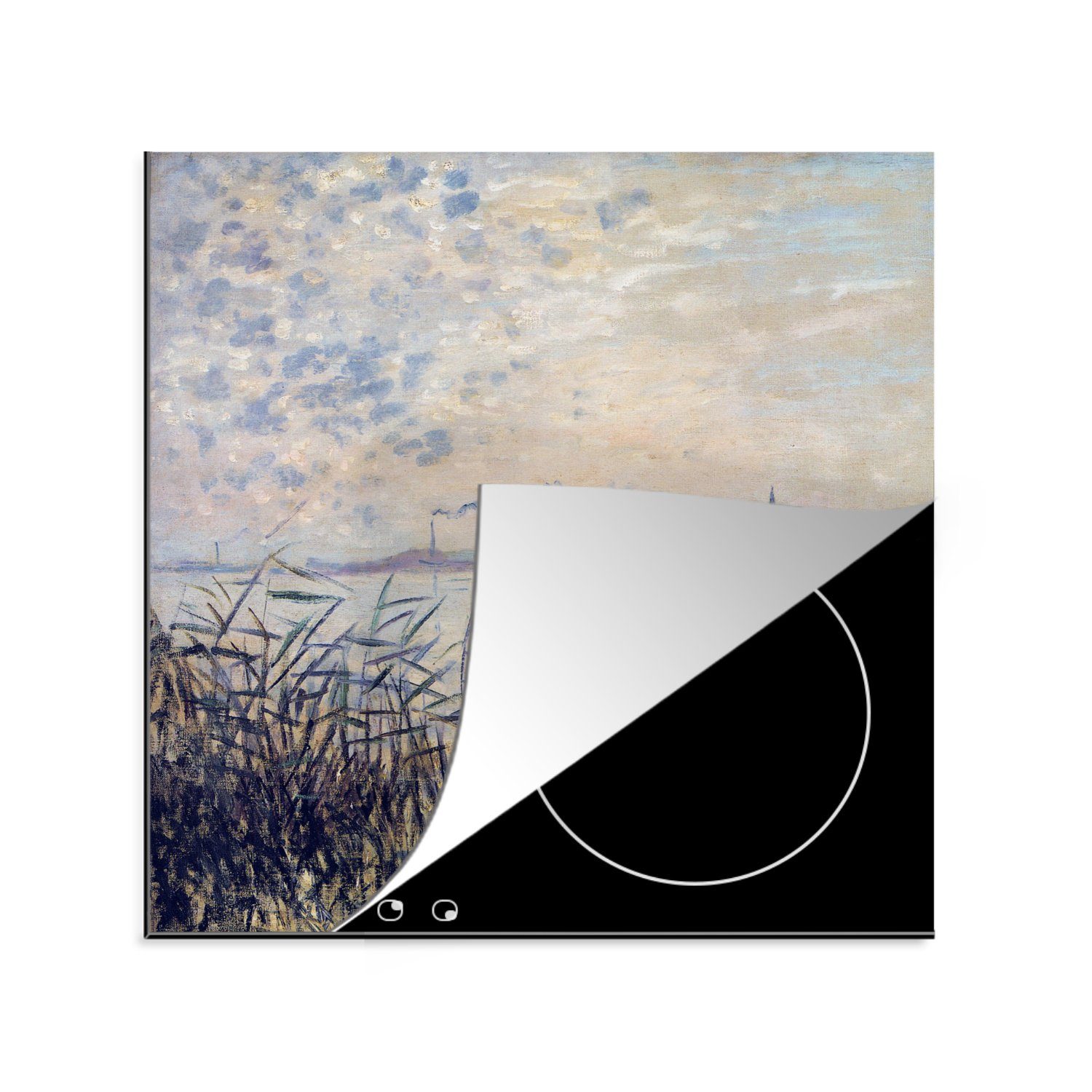 MuchoWow Herdblende-/Abdeckplatte Die Seine bei Argenteuil - Claude Monet, Vinyl, (1 tlg), 78x78 cm, Ceranfeldabdeckung, Arbeitsplatte für küche