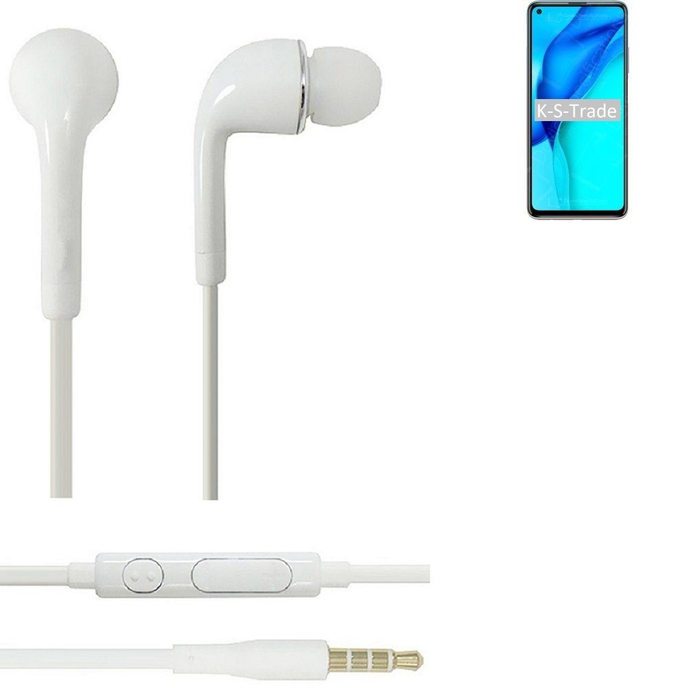 K-S-Trade für 9 3,5mm) In-Ear-Kopfhörer Mikrofon weiß Headset Lautstärkeregler Huawei Maimang (Kopfhörer u mit