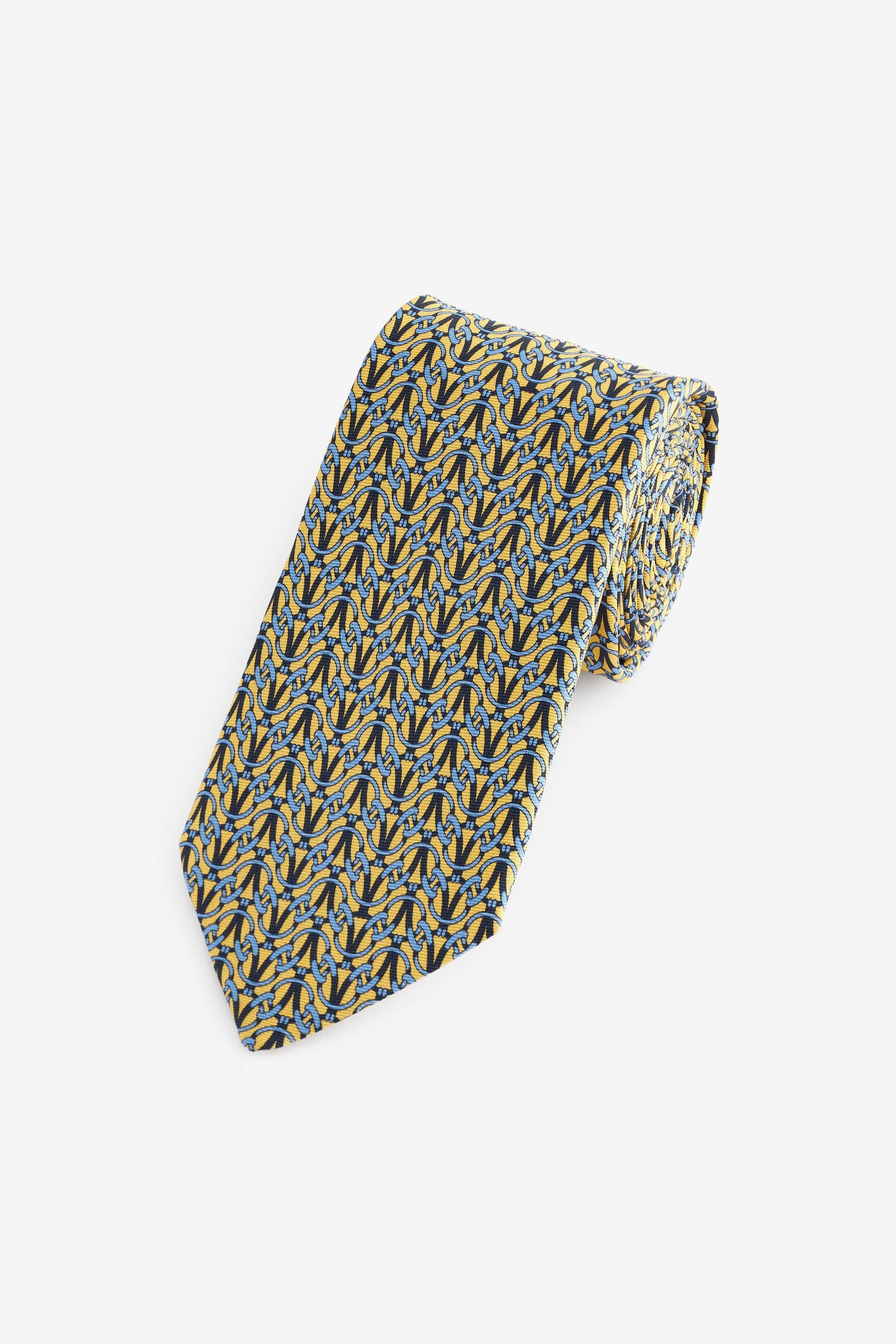 Next Krawatte Signature-Krawatte, hergestellt in Italien (1-St) Yellow Geometric