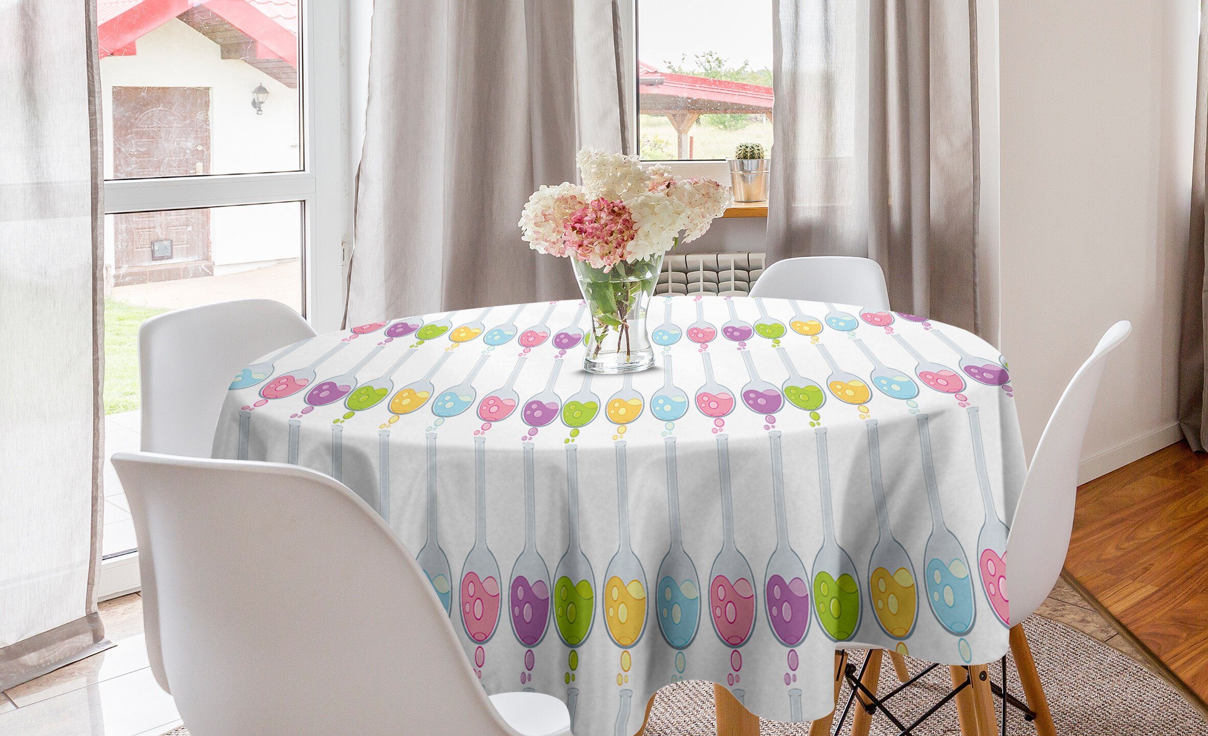 Abakuhaus Tischdecke Kreis Tischdecke Esszimmer für Abdeckung Vorrichtung Küche Labor Lösung Bunte Dekoration