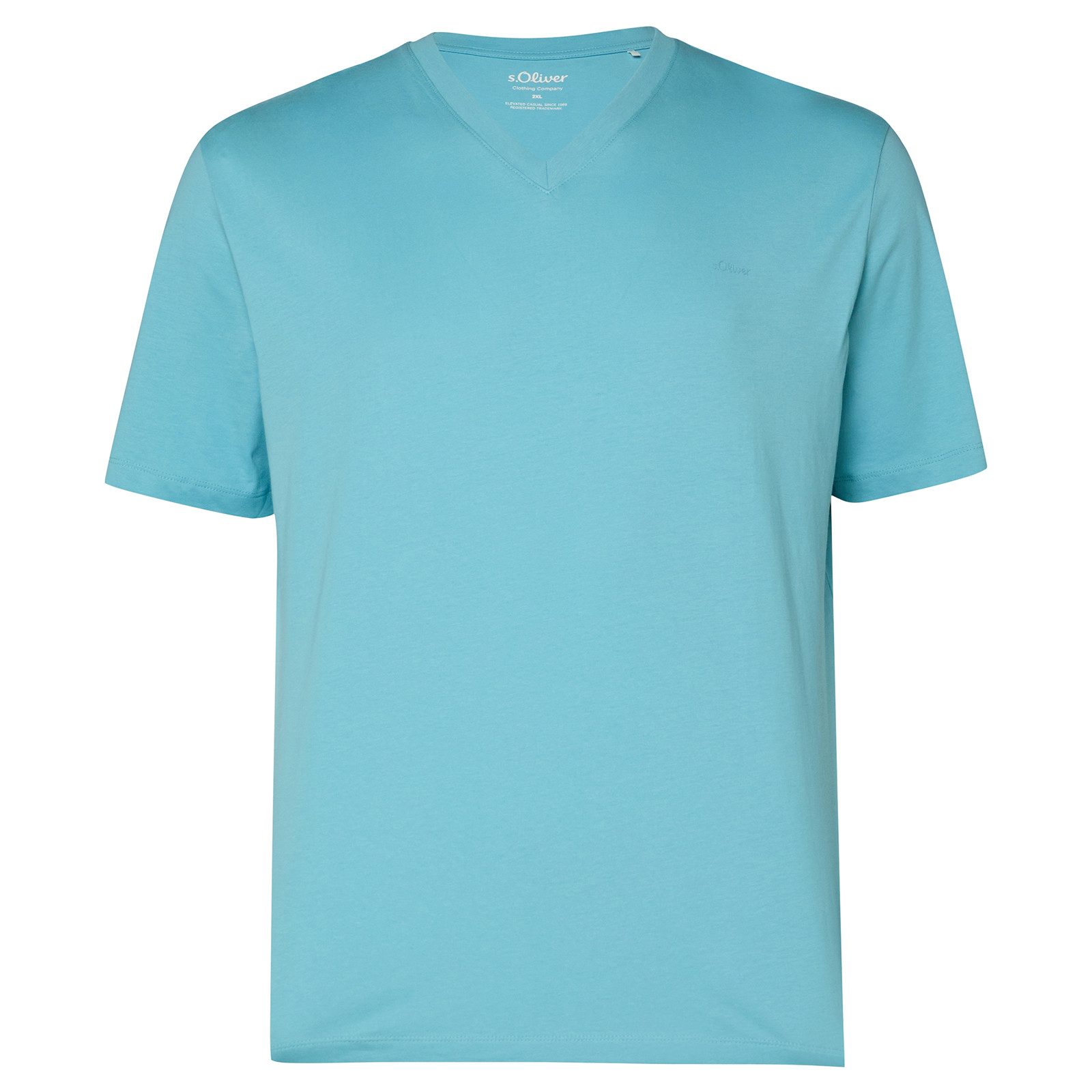 s.Oliver V-Shirt s.Oliver Basic-T-Shirt türkis Übergrößen V-Neck