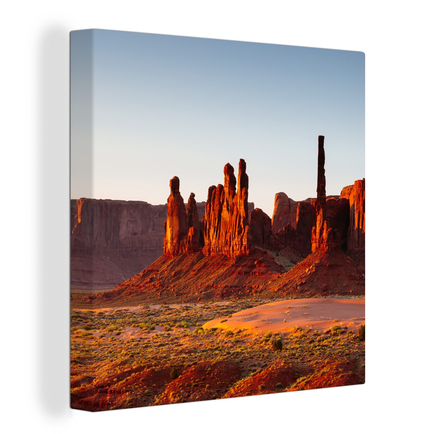 Monument Valley (1 für Leinwand in bei Wohnzimmer Schlafzimmer Arizona Amerika, Leinwandbild Sonnenaufgang St), OneMillionCanvasses® Bilder