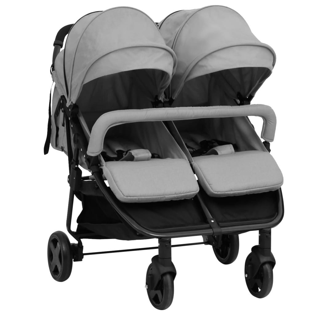 Kombi-Kinderwagen Kinderbuggy Kinderkarre mit Dach Zwillingswagen Geschwisterwagen Hellg