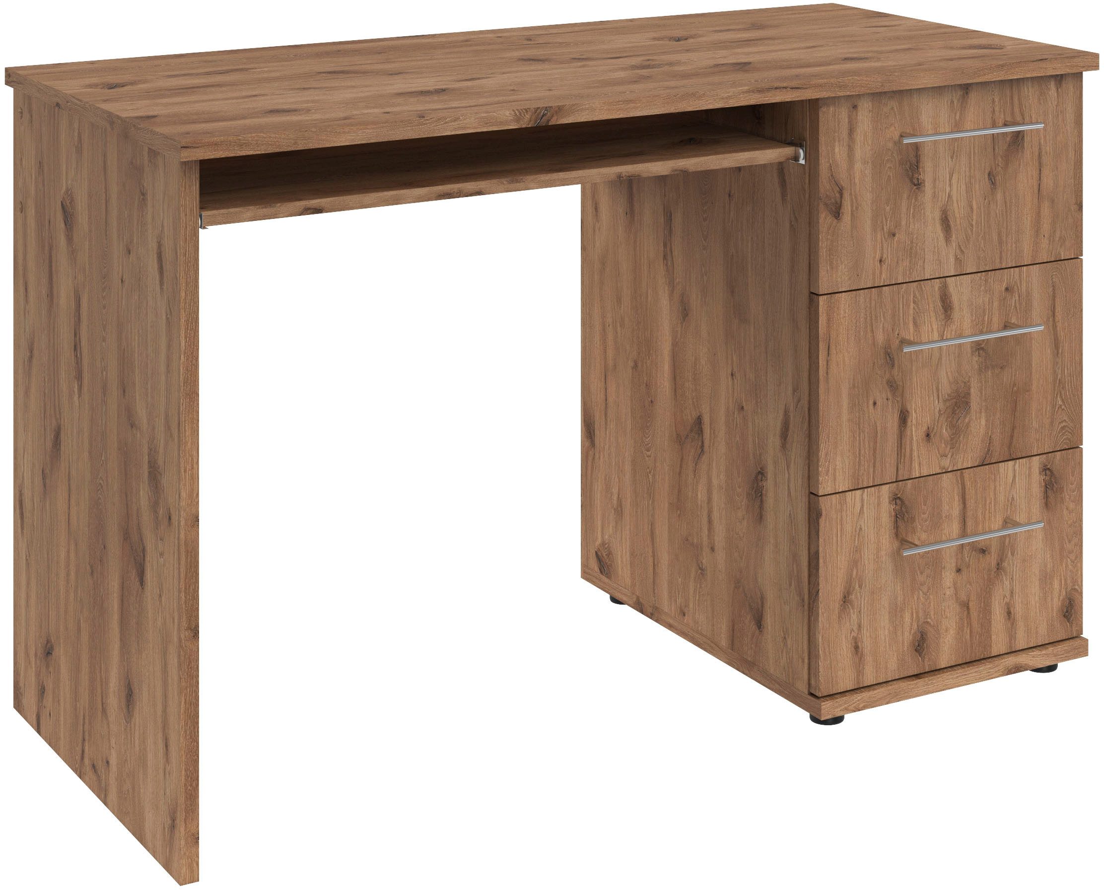 VOGL Möbelfabrik Schreibtisch Tobi, wahlweise mit 3 Schubkästen oder 1 Schubkasten/1 Tür, optional mit Tastaturauszug, Breite 115 cm