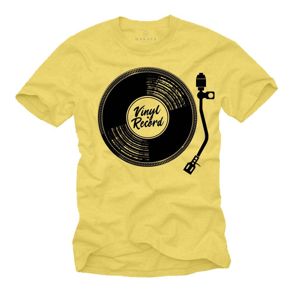 MAKAYA T-Shirt Herren Vintage Schallplatte Hip günstig online kaufen