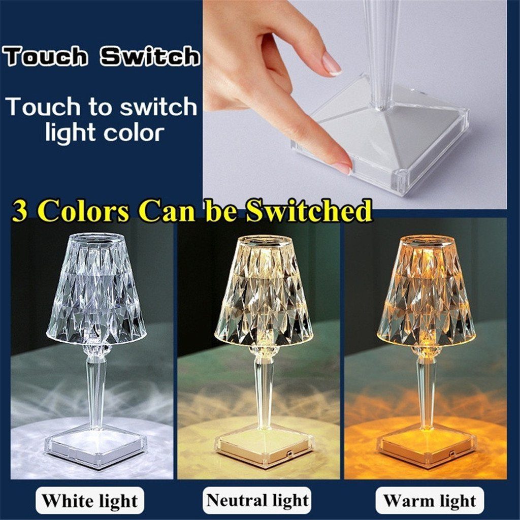 autolock Nachttischlampe Kristall Diamant Tischlampe USB günstig online kaufen