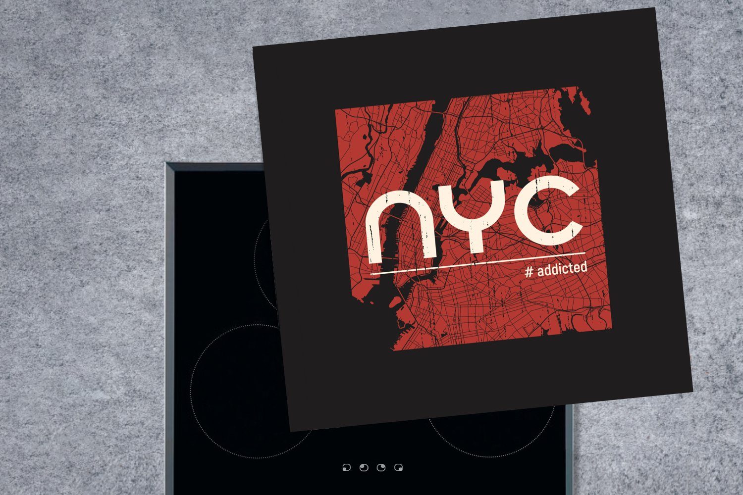 - Schwarz, küche Arbeitsplatte cm, - tlg), Ceranfeldabdeckung, Vinyl, Herdblende-/Abdeckplatte für York Rot New (1 MuchoWow 78x78