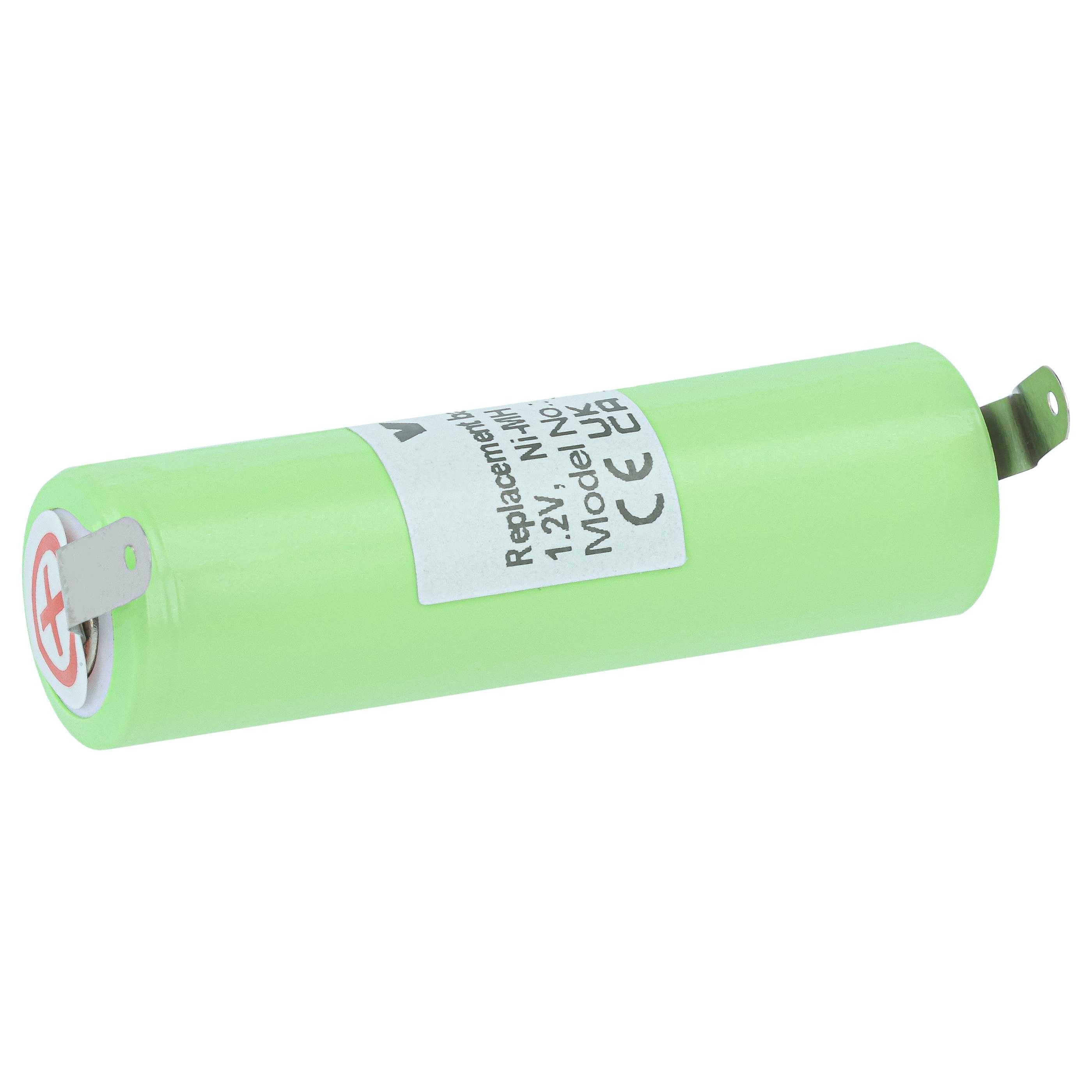 vhbw Ersatz für 1HR-AAC, KR800 AAE für Rasierer (2000 mAh, 1,2 V, NiMH) Akku Akku NiMH 2000 mAh (1,2 V, 1 St), Leistungsfähiger Austausch-Akku für Rasierer oder Trockenrasierer