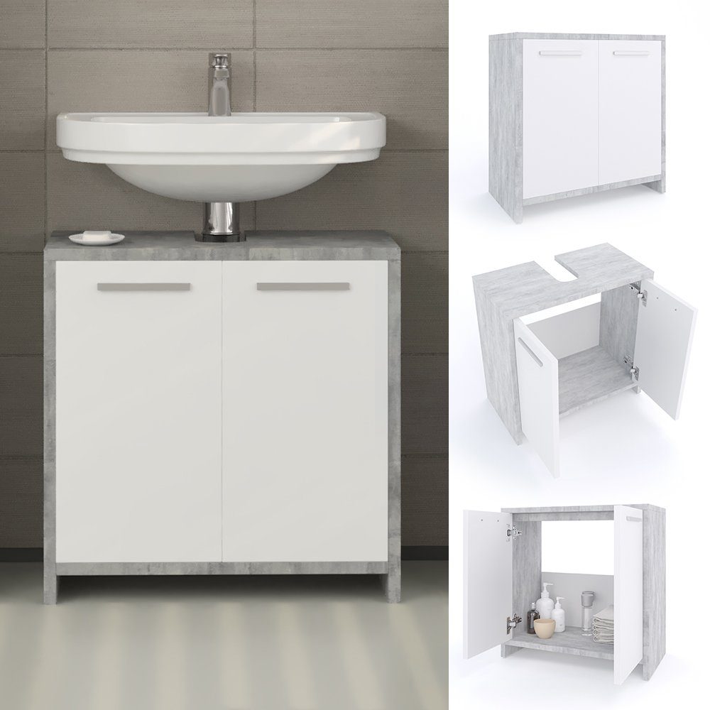 Vicco Waschbeckenunterschrank Kiko, Beton/Weiß, 58 x günstig online kaufen