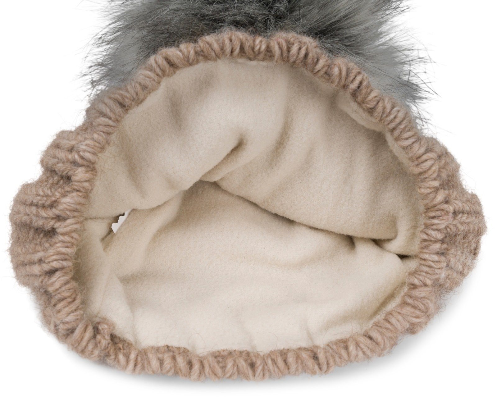 styleBREAKER Strickmütze Kinder Strick Bommelmütze Herzmuster (1-St)