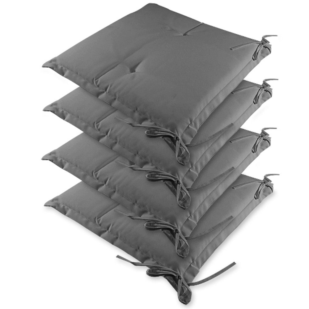 Detex Sitzauflage Sydney, 4er Set Wasserabweisend 44x40cm Stuhlkissen Sitzpolster Hellgrau