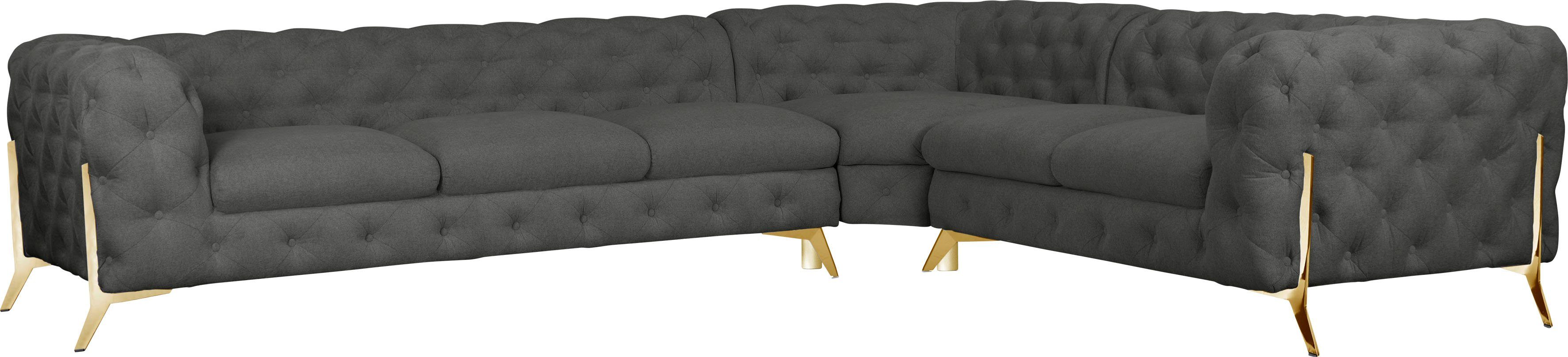 Leonique Chesterfield-Sofa Amaury L-Form, großes Ecksofa, günstig online kaufen