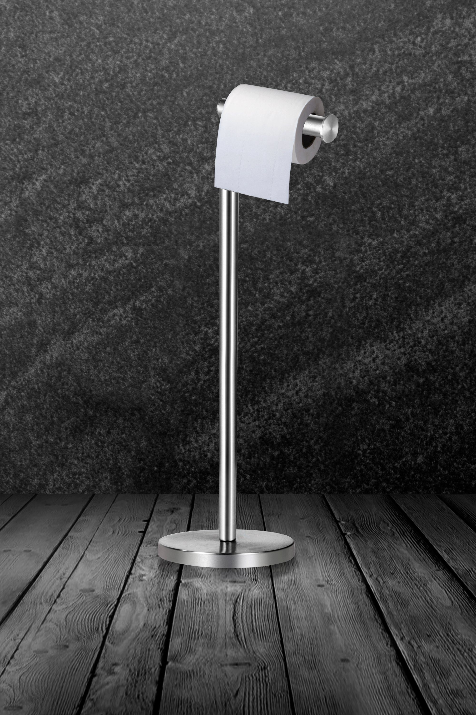 stehend Ambrosya Selbstmontage Toilettenpapierhalter einfache - Edelstahl, Bohren Klopapierhalter WC Rollenhalter ohne Toilettenpapierhalter