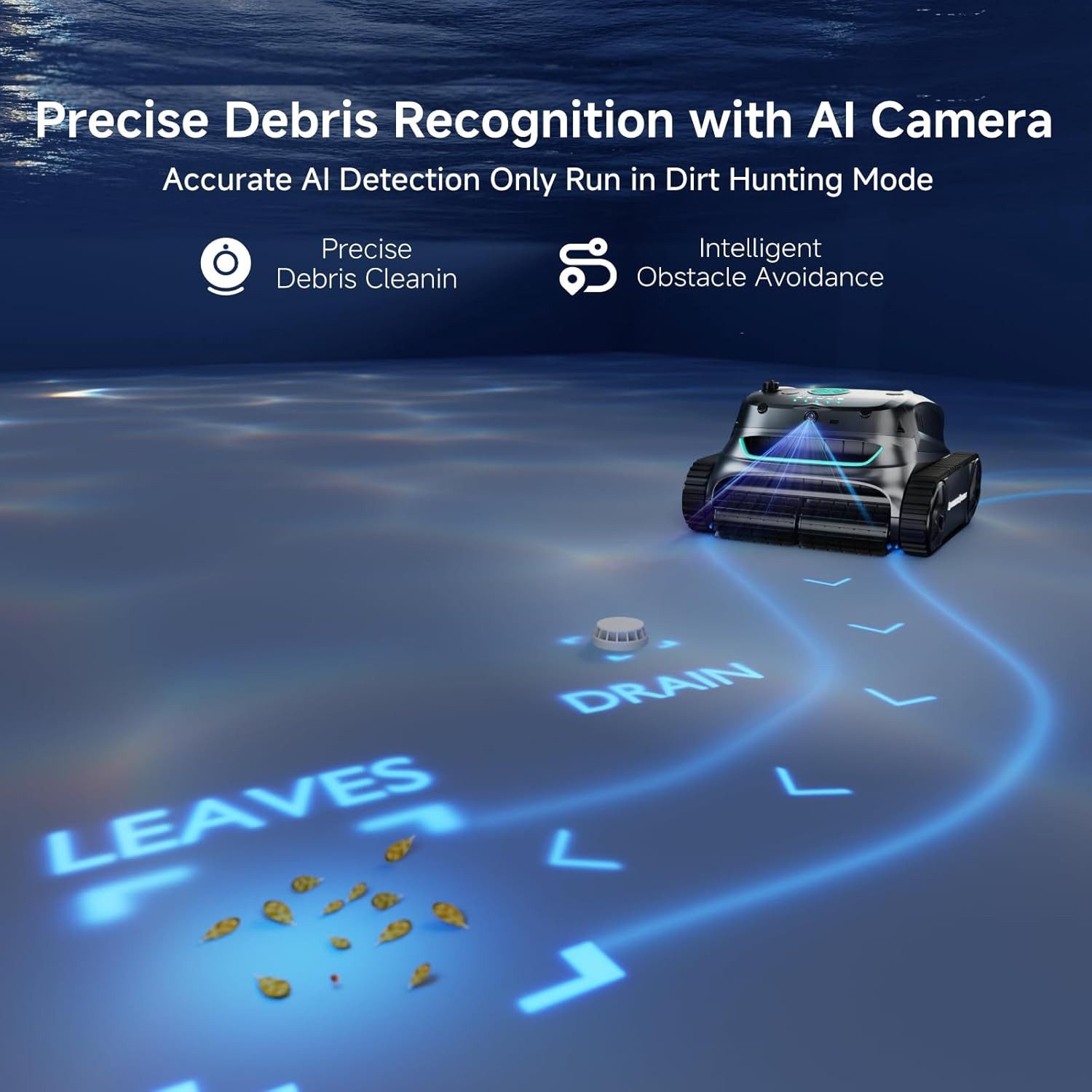 WYBOT Poolroboter S2 Vision Kabelloser Poolroboter mit KI-Lernen und Kamera-Navigation, Wandkletterfunktion & Wasserlinienreinigung, für Pools bis zu 300 m²