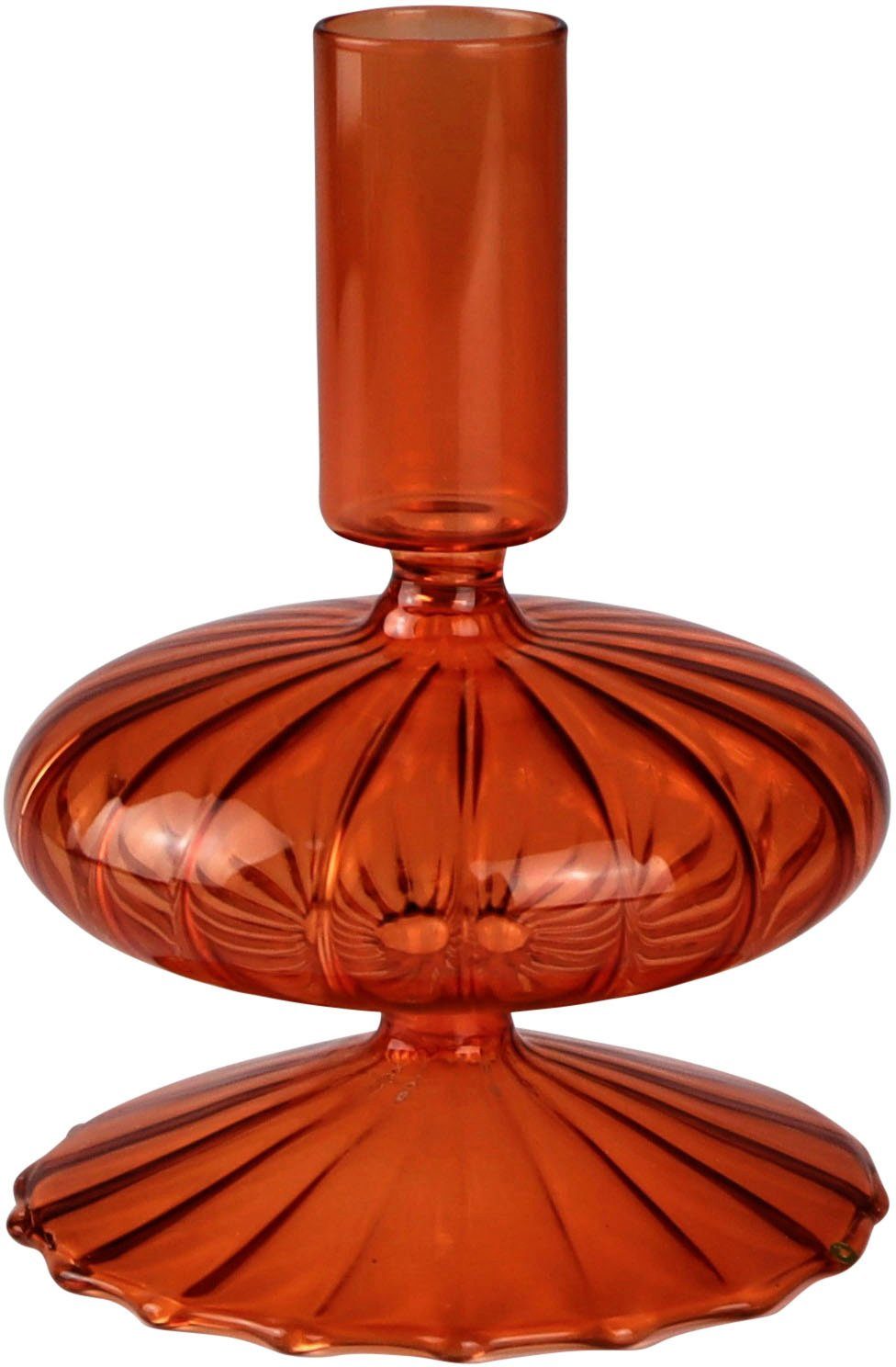 AM Design Kerzenleuchter aus Glas (Set, 2 St), Stabkerzenhalter, Höhe ca. 10 cm orange