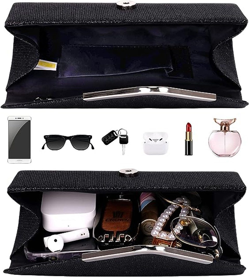 Bextsrack Abendtasche Damen Glitzer Abendtasche Umschlag Clutch Kette Abnehmbar (1-tlg), Einfach und großzügig